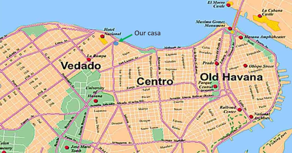 แผนที่ของฮาวานา(คิวบา)neighborhoods